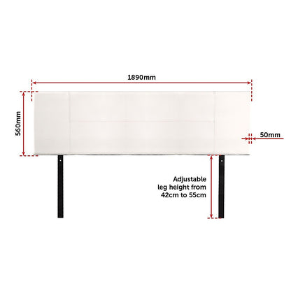 Pu Leather King Bed Headboard Bedhead - White