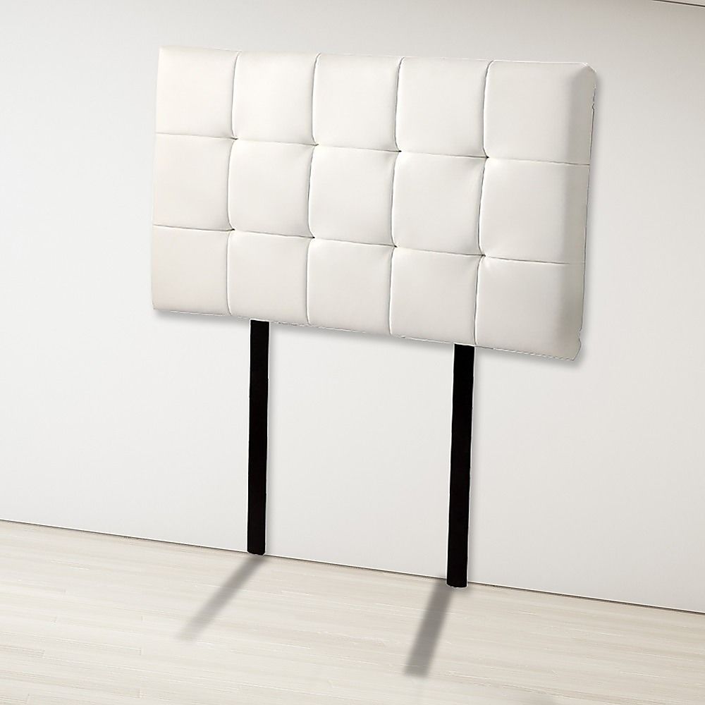 Pu Leather Single Bed Deluxe Headboard Bedhead - White