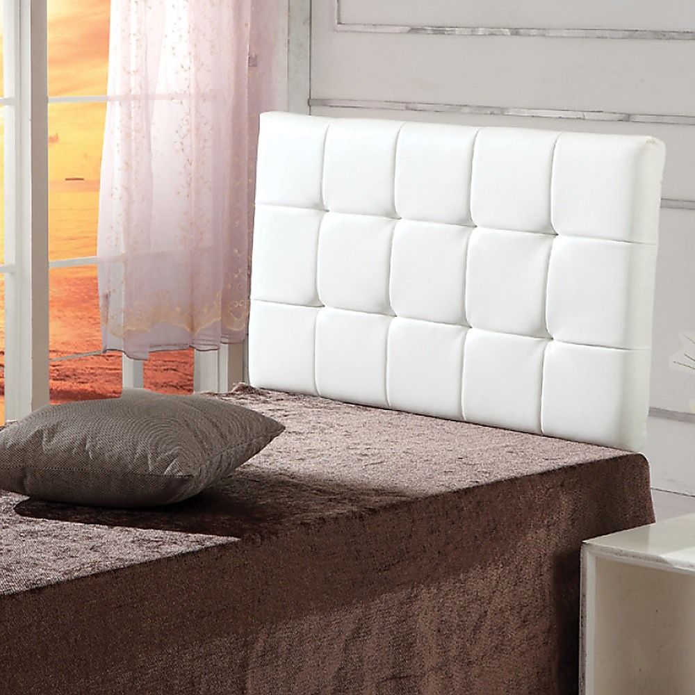 Pu Leather Single Bed Deluxe Headboard Bedhead - White