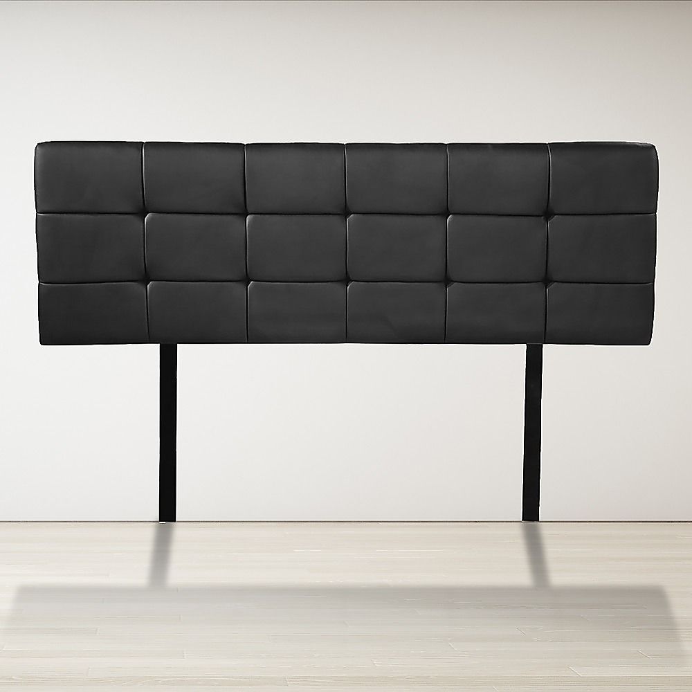 Pu Leather Double Bed Deluxe Headboard Bedhead - Black