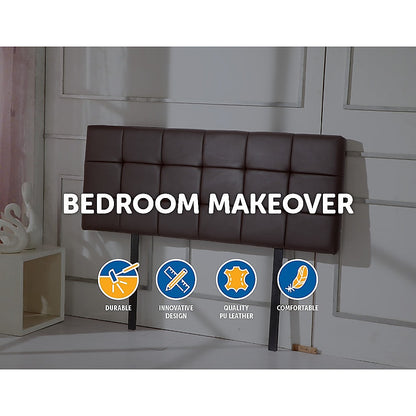 Pu Leather Double Bed Deluxe Headboard Bedhead - Brown