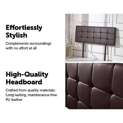 Pu Leather Double Bed Deluxe Headboard Bedhead - Brown