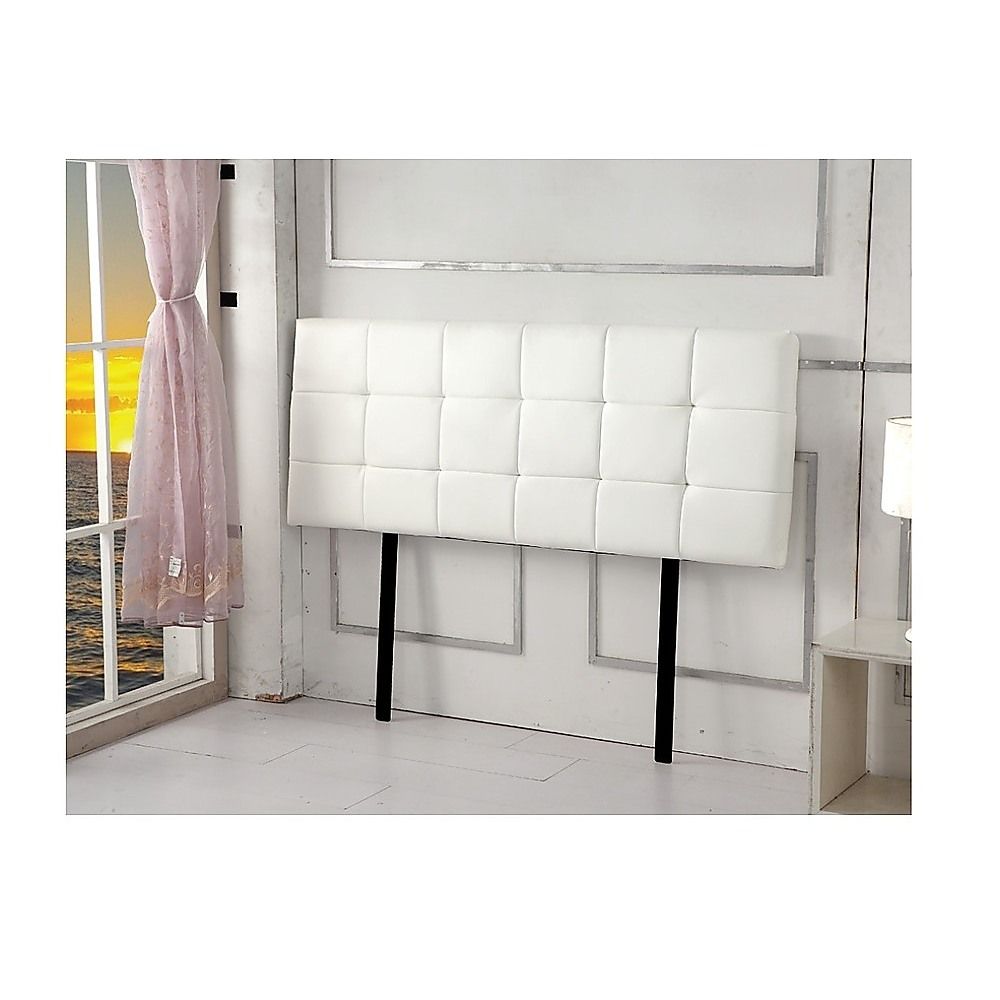 Pu Leather Double Bed Deluxe Headboard Bedhead - White