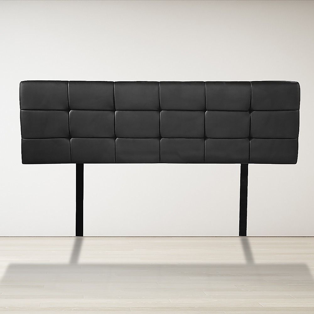Pu Leather Queen Bed Deluxe Headboard Bedhead - Black