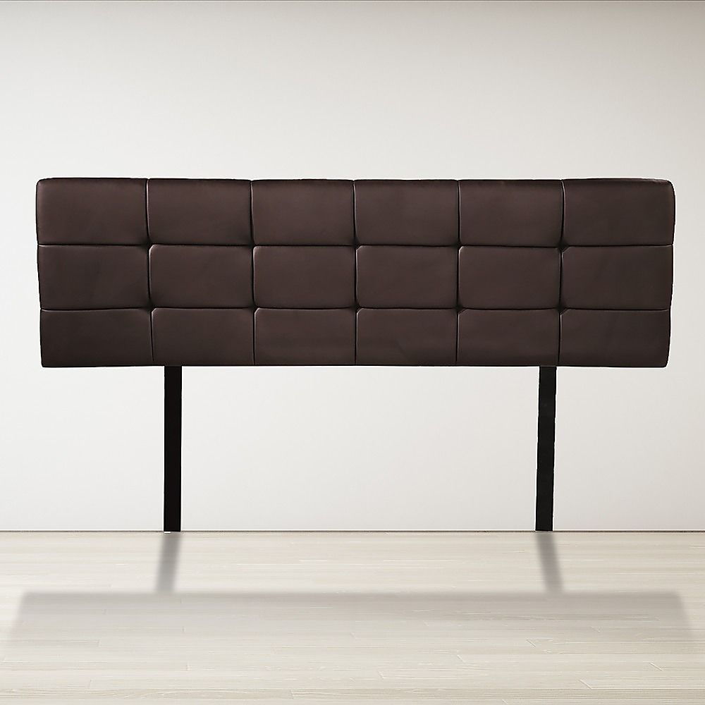 Pu Leather Queen Bed Deluxe Headboard Bedhead - Brown