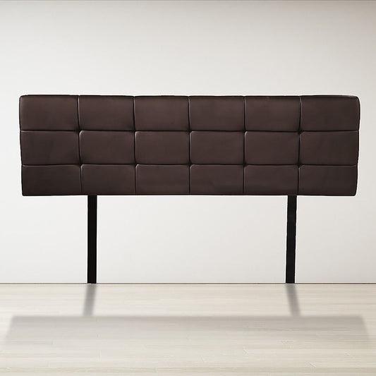 Pu Leather Queen Bed Deluxe Headboard Bedhead - Brown