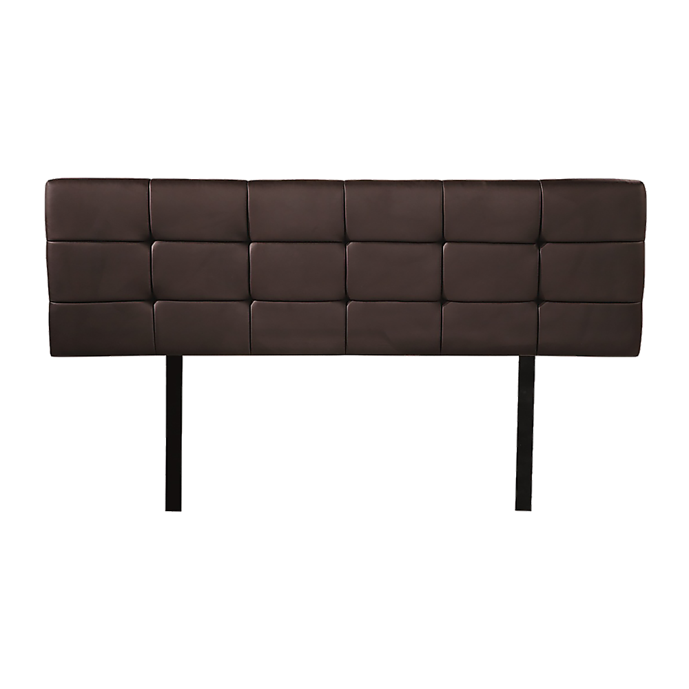 Pu Leather Queen Bed Deluxe Headboard Bedhead - Brown