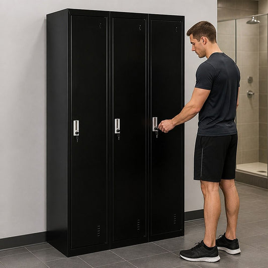 Three-Door Side by Side Office Gym Shed Storage Locker