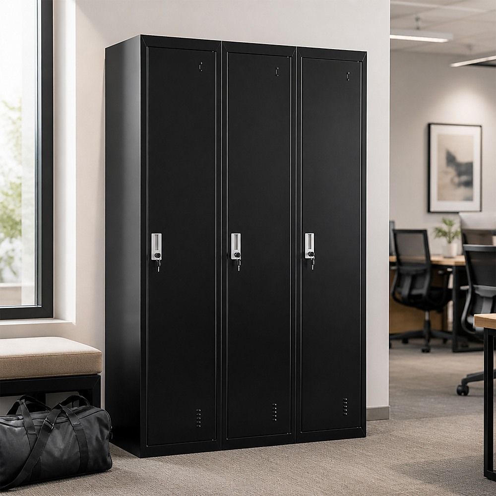 Three-Door Side by Side Office Gym Shed Storage Locker