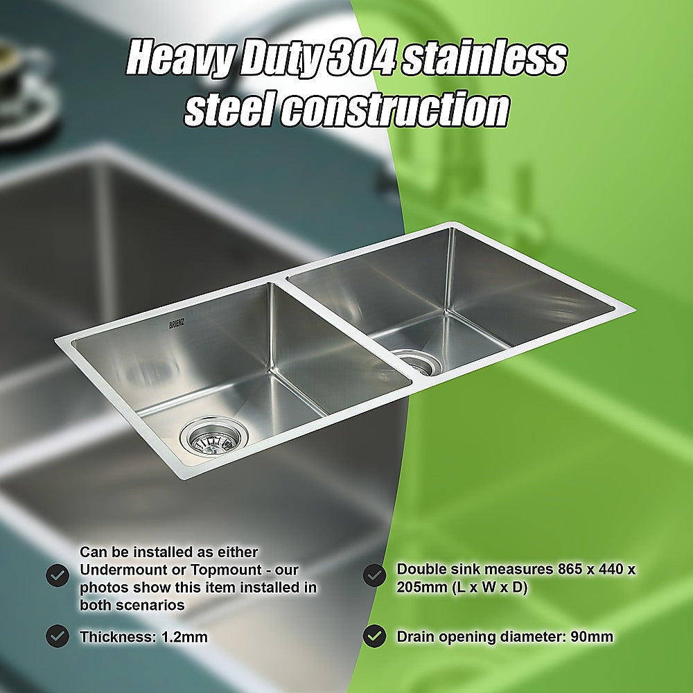865X440Mm Handmade Stainless Steel Kitchen Sink With Waste