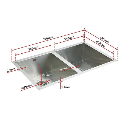 770X450Mm Handmade Stainless Steel Kitchen Sink With Waste