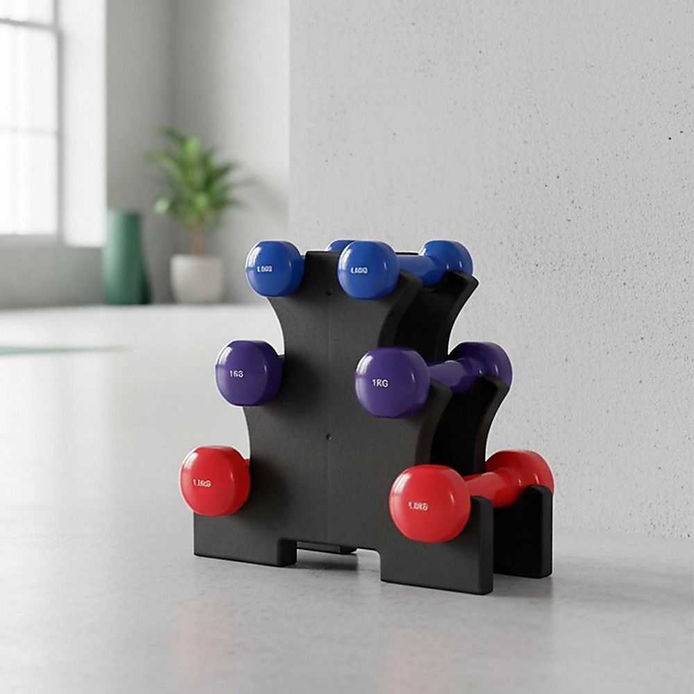 6-Piece Dumbbell Set with Storage Rack for Home Gym Training