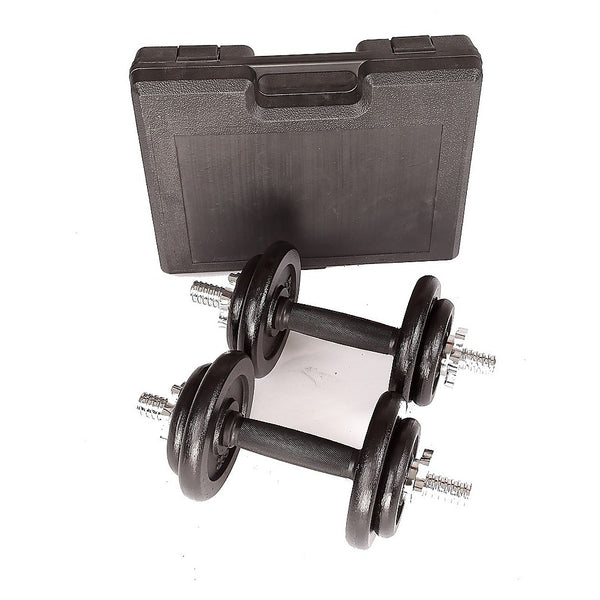  20Kg Black Dumbbell Set With Carrying Case