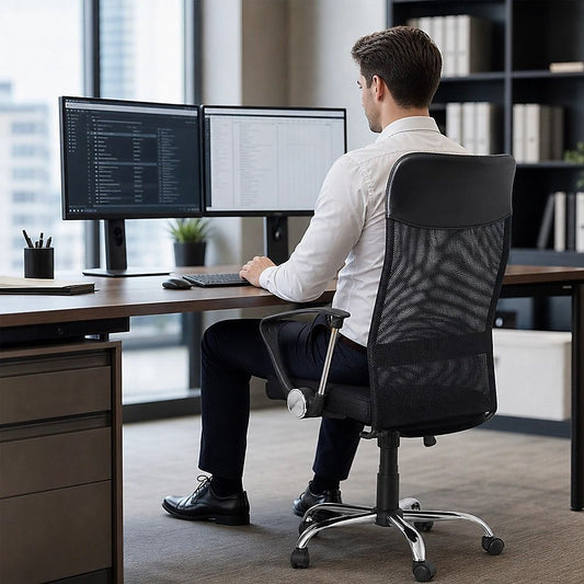 Ergonomic Mesh Pu Leather Office Chair