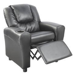 Pu Leather Kids Recliner With Drink Holder