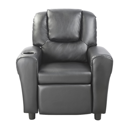 Pu Leather Kids Recliner With Drink Holder