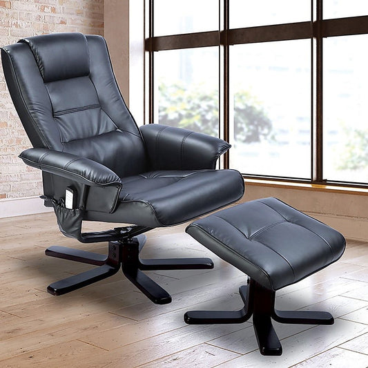 Pu Leather Massage Chair Recliner Ottoman Lounge With Remote Control