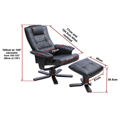 Pu Leather Massage Chair Recliner Ottoman Lounge With Remote Control