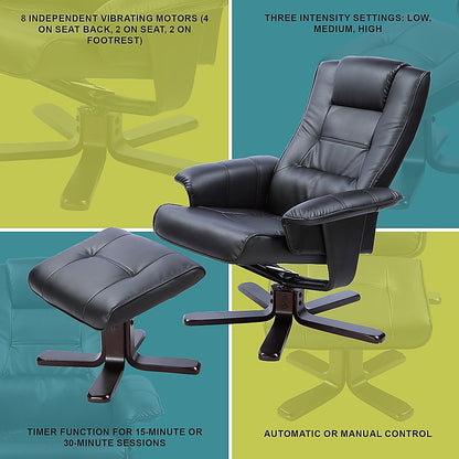 Pu Leather Massage Chair Recliner Ottoman Lounge With Remote Control