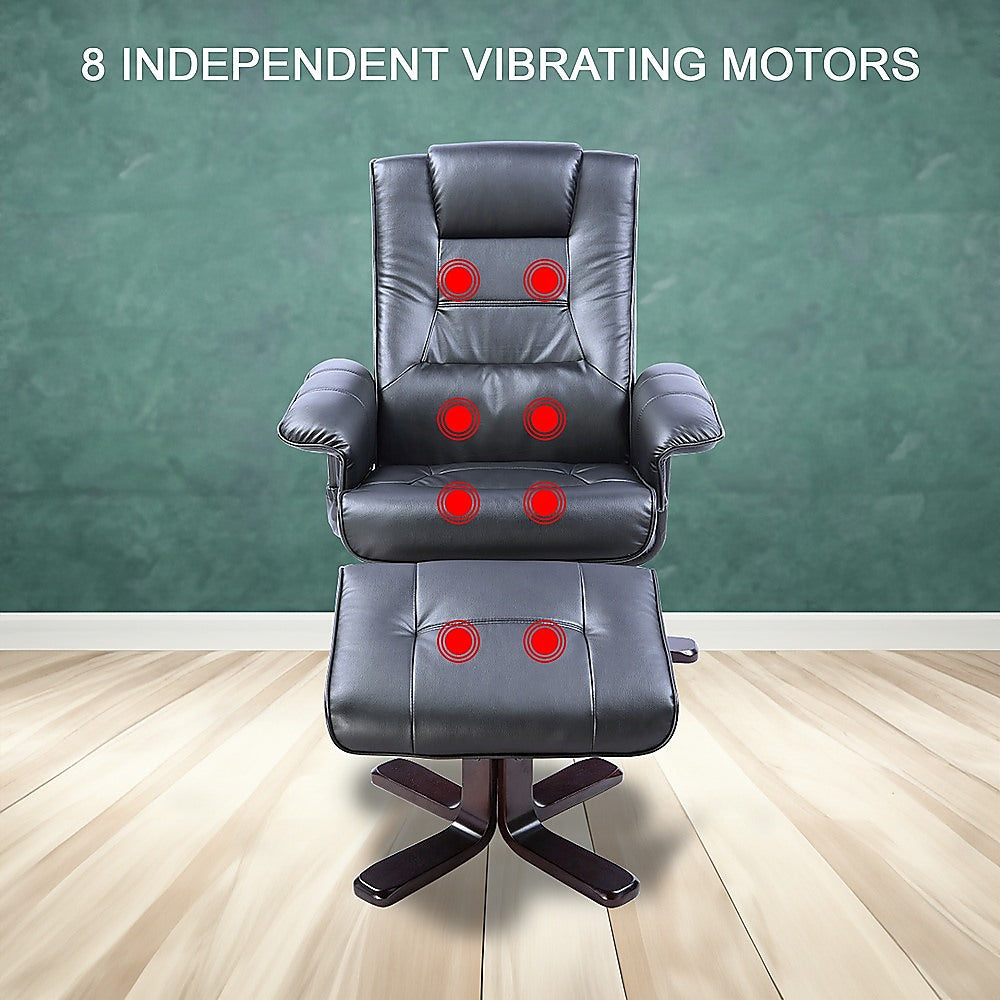 Pu Leather Massage Chair Recliner Ottoman Lounge With Remote Control