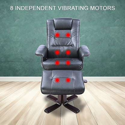 Pu Leather Massage Chair Recliner Ottoman Lounge With Remote Control