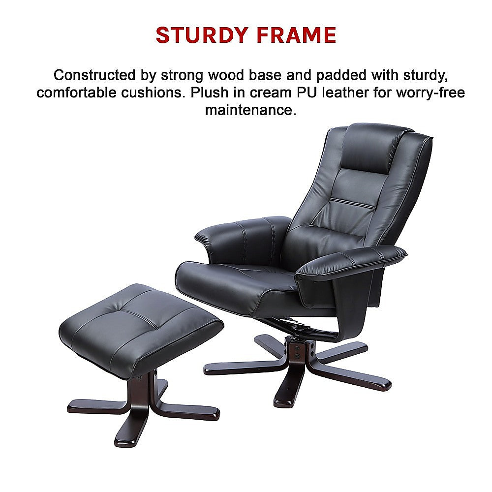 Pu Leather Massage Chair Recliner Ottoman Lounge With Remote Control