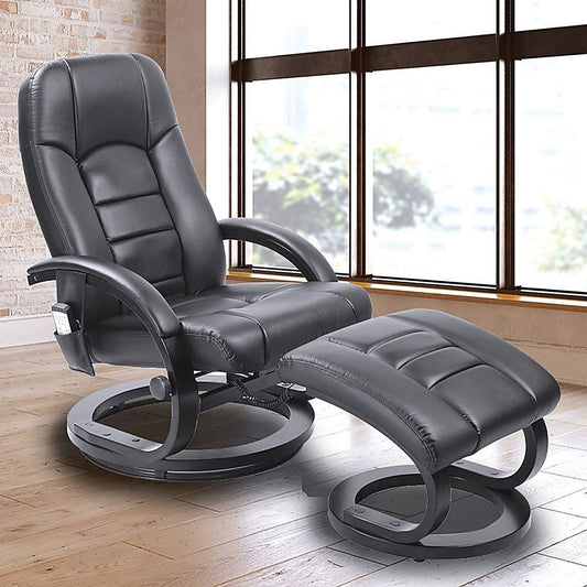 Premium Pu Leather Massage Chair Recliner Ottoman Lounge Remote Package