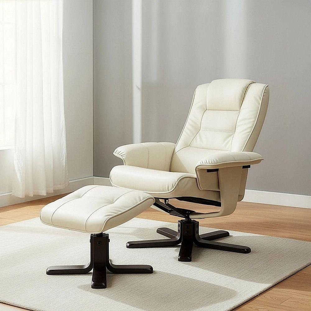 Adjustable Pu Leather Massage Chair Recliner Ottoman Lounge With Remote