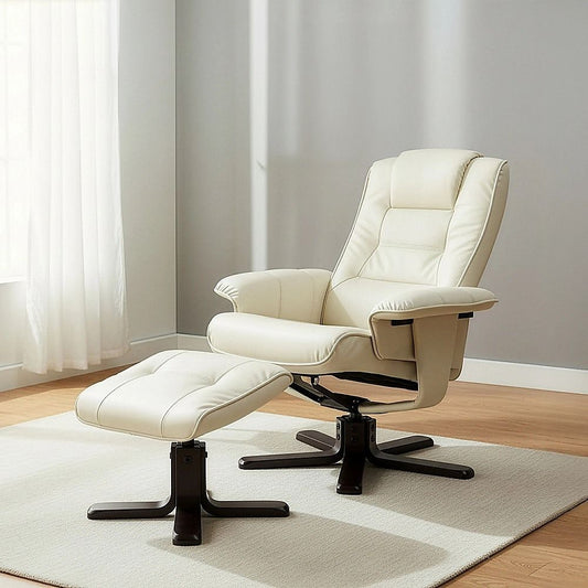 Adjustable Pu Leather Massage Chair Recliner Ottoman Lounge With Remote