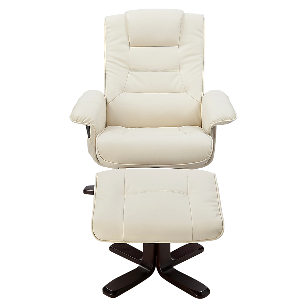 Adjustable Pu Leather Massage Chair Recliner Ottoman Lounge With Remote