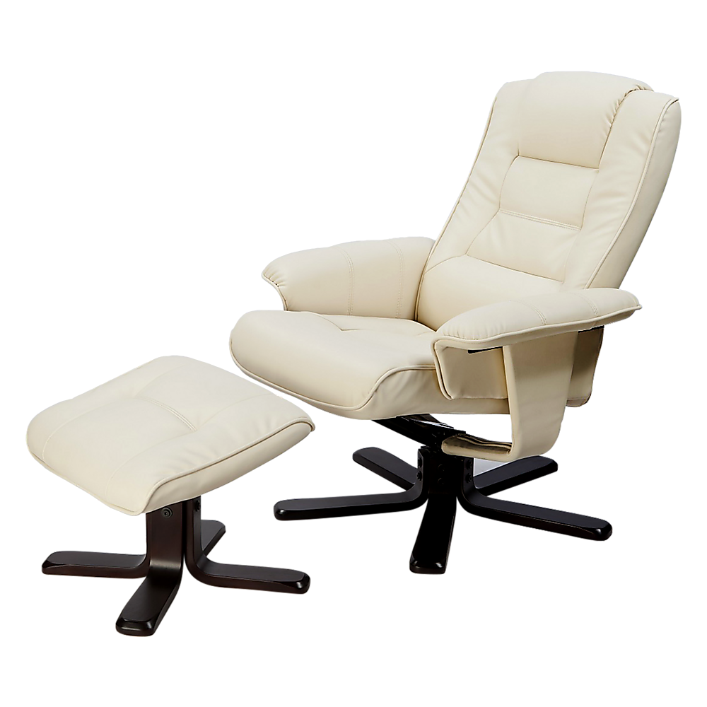 Adjustable Pu Leather Massage Chair Recliner Ottoman Lounge With Remote