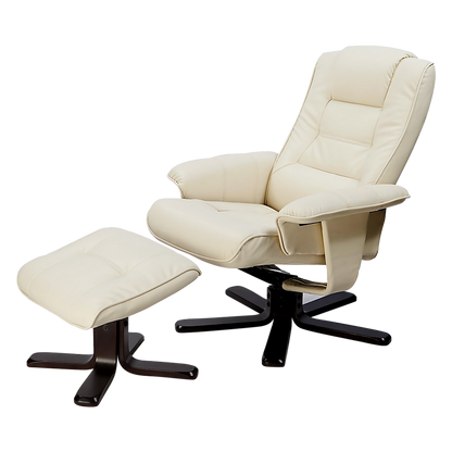 Adjustable Pu Leather Massage Chair Recliner Ottoman Lounge With Remote