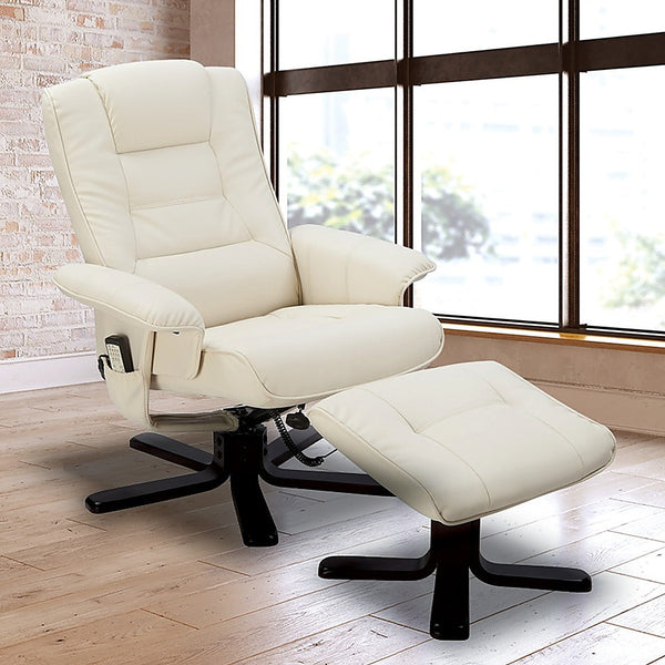  Adjustable Pu Leather Massage Chair Recliner Ottoman Lounge With Remote