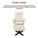 Adjustable Pu Leather Massage Chair Recliner Ottoman Lounge With Remote