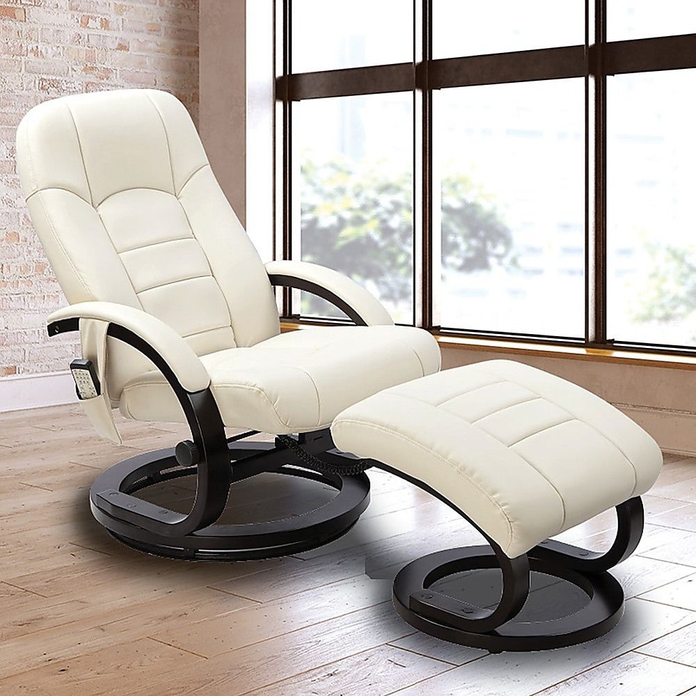 Pu Leather Deluxe Massage Chair Recliner Ottoman Lounge Set