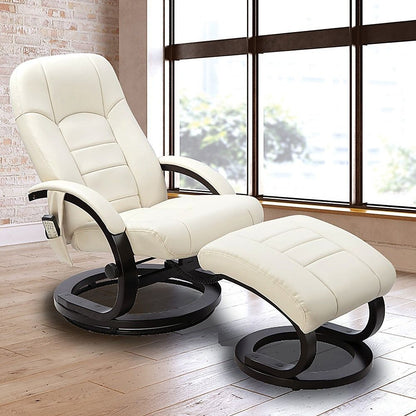 Pu Leather Deluxe Massage Chair Recliner Ottoman Lounge Set