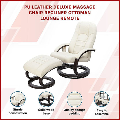 Pu Leather Deluxe Massage Chair Recliner Ottoman Lounge Set