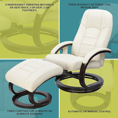 Pu Leather Deluxe Massage Chair Recliner Ottoman Lounge Set