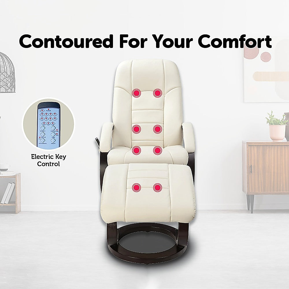 PU Leather Massage Chair Recliner Ottoman Lounge Remote - Melbourne Home & Living