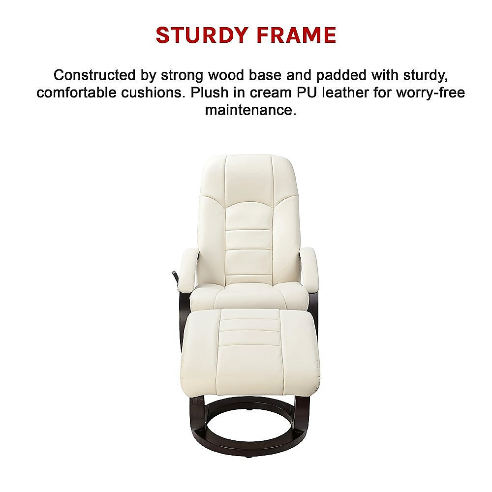 PU Leather Massage Chair Recliner Ottoman Lounge Remote - Melbourne Home & Living