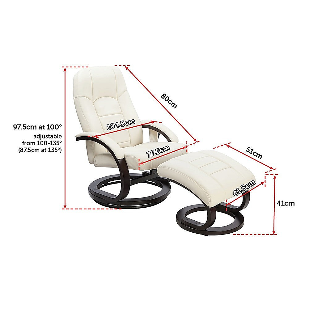 PU Leather Massage Chair Recliner Ottoman Lounge Remote - Melbourne Home & Living