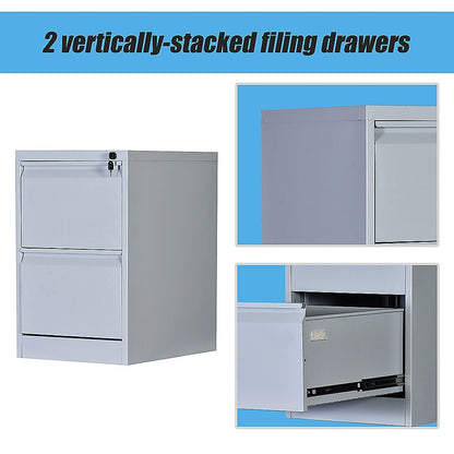 2-Drawer Shelf Office Gym Filing Storage Locker Cabinet - 84×72×10cm