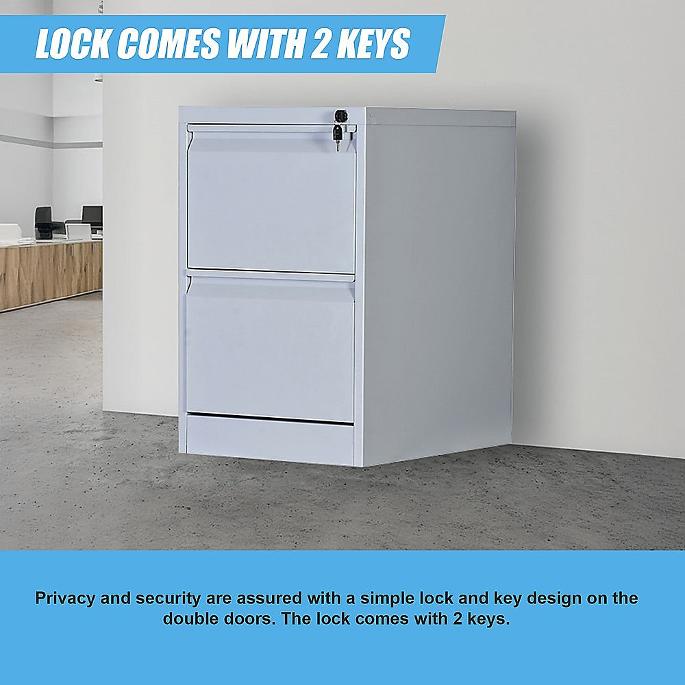 2-Drawer Shelf Office Gym Filing Storage Locker Cabinet - 84×72×10cm