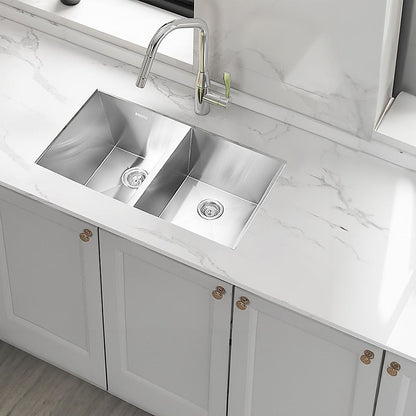 820x457mm Handmade 1.2mm Stainless Steel Undermount Topmount Kitchen Laundry Sink with Waste