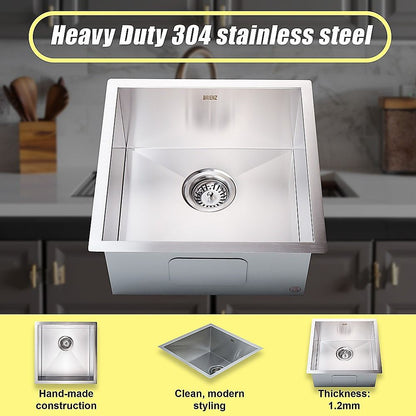 440x440mm Handmade 1.2mm 18 Gauge Stainless Steel Kitchen Laundry Sink with Waste