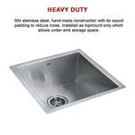 440X440Mm Handmade Stainless Steel Kitchen/Laundry Sink With Waste