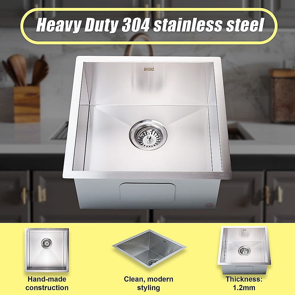 440X440Mm Handmade Stainless Steel Kitchen/Laundry Sink With Waste
