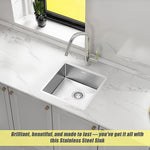 440X440Mm Handmade Stainless Steel Kitchen/Laundry Sink With Waste