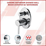Stylish Chrome Bathroom Shower Wall Mixer Diverter W/ Watermark