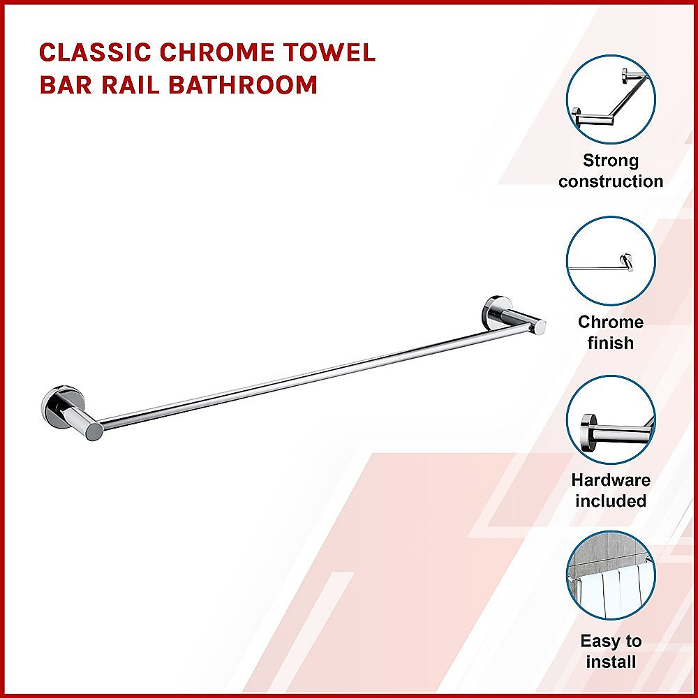 Classic Chrome Towel Bar Rail Bathroom - Melbourne Home & Living